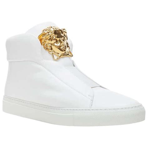 versace leather slip-on sneaker with gold medusa head white|Versace women's medusa 95.